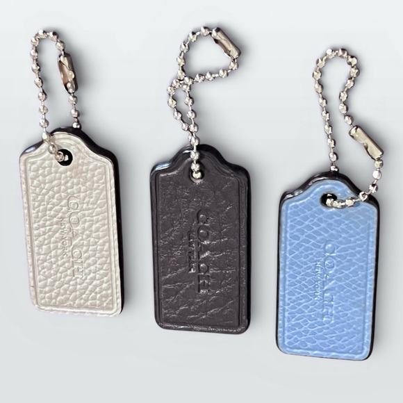Coach Trio Bundle Pebble Leather Tags - Sky Blue, Dark Brown, Ivory - Picture 5 of 5